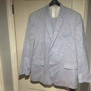 Ralph Lauren Blue White Seersucker Suit 52R 44R Pants